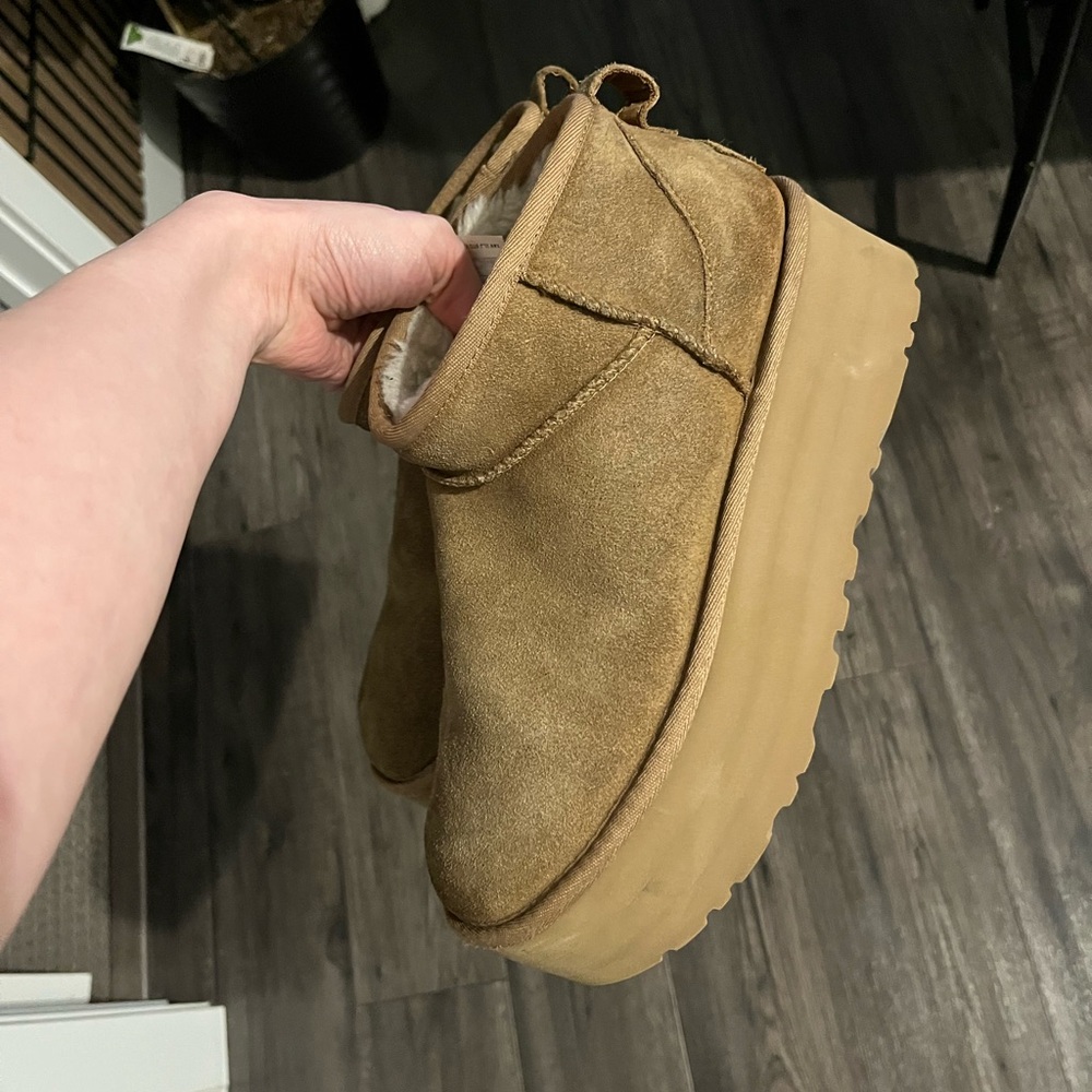 UGG Tan Suede Platform Mules